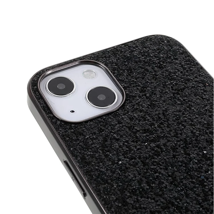Custodia per telefono Glitter Bling TPU Electroplating Edge + Hard PC Back Stylish Light Shockproof per iPhone 13 mini 5.4 pollici - Nero