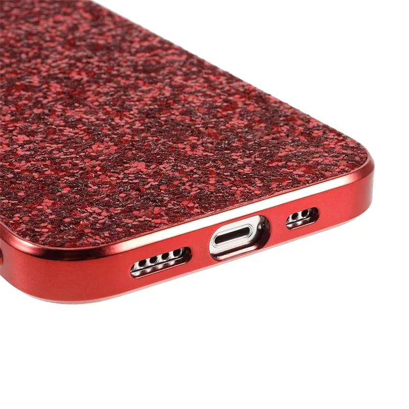 Glitter Bling TPU Electroplating Edge + Hard PC Back Stylish Light Shockproof Phone Cover for iPhone 13 mini 5.4 inch - Red