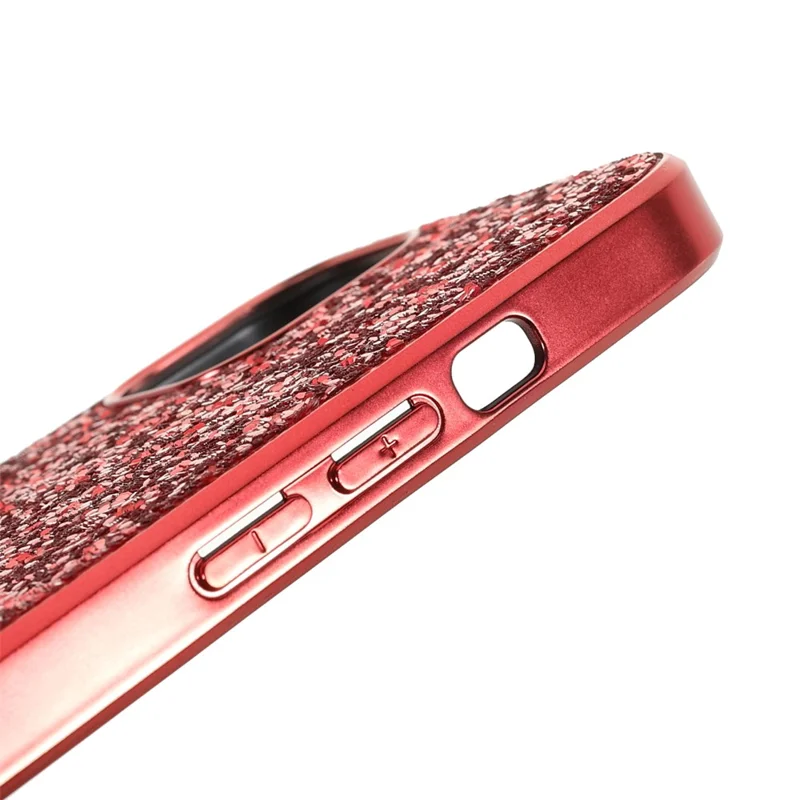 Glitter Bling TPU Electroplating Edge + Hard PC Back Stylish Light Shockproof Phone Cover for iPhone 13 mini 5.4 inch - Red
