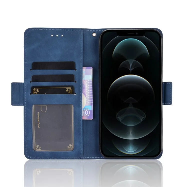 Multiple Card Slots Leather Cell Phone Protective Case with Stand and Wallet for iPhone 13 Pro Max 6.7 inch - Blue