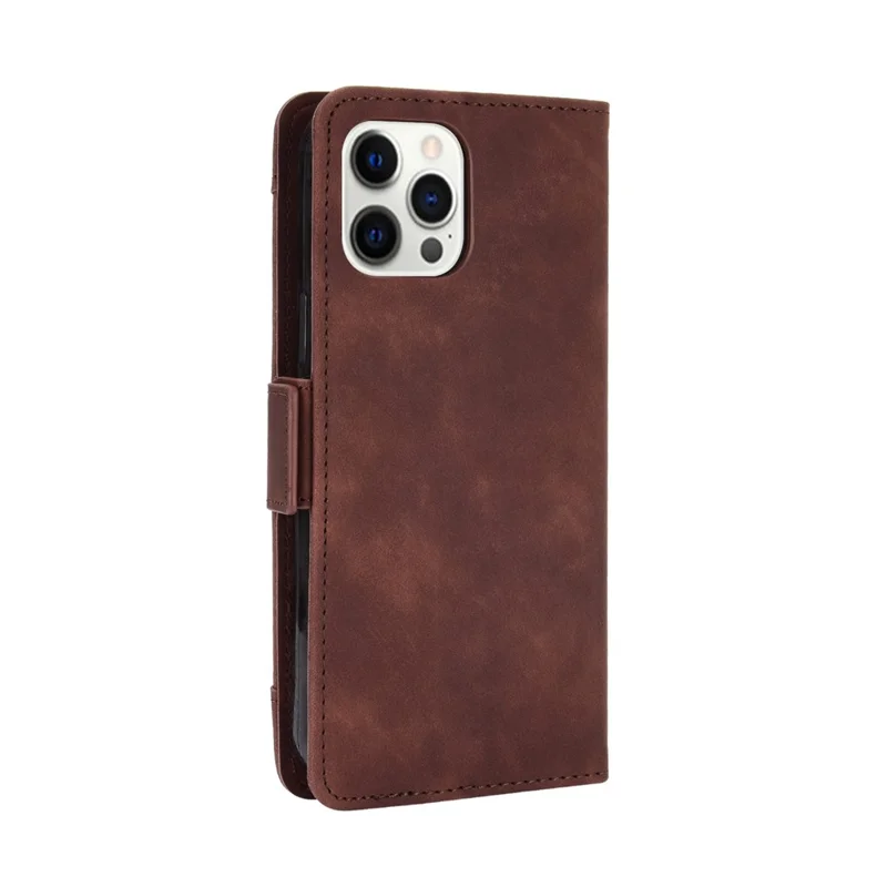 Magnetic Clasp Multiple Card Slot Leather Phone Cover with Stand for iPhone 13 Pro 6.1 inch - Brown