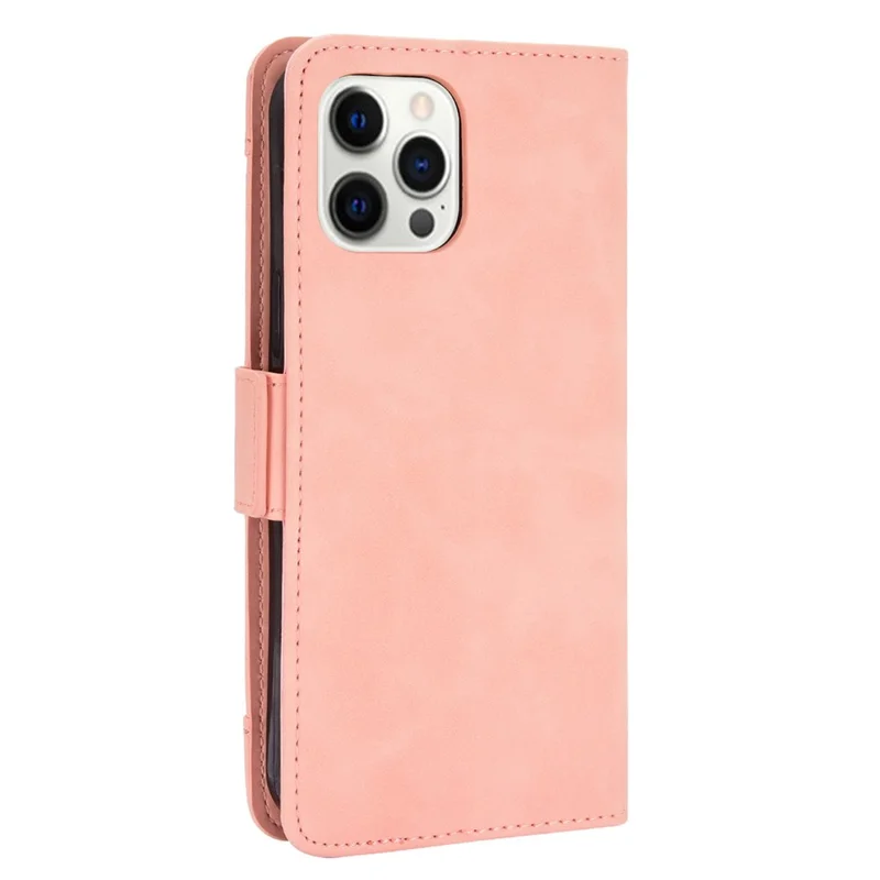Magnetic Clasp Multiple Card Slot Leather Phone Cover with Stand for iPhone 13 Pro 6.1 inch - Pink