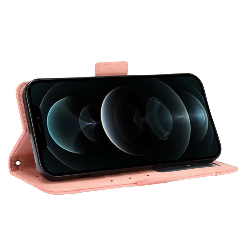 Magnetic Clasp Multiple Card Slot Leather Phone Cover with Stand for iPhone 13 Pro 6.1 inch - Pink