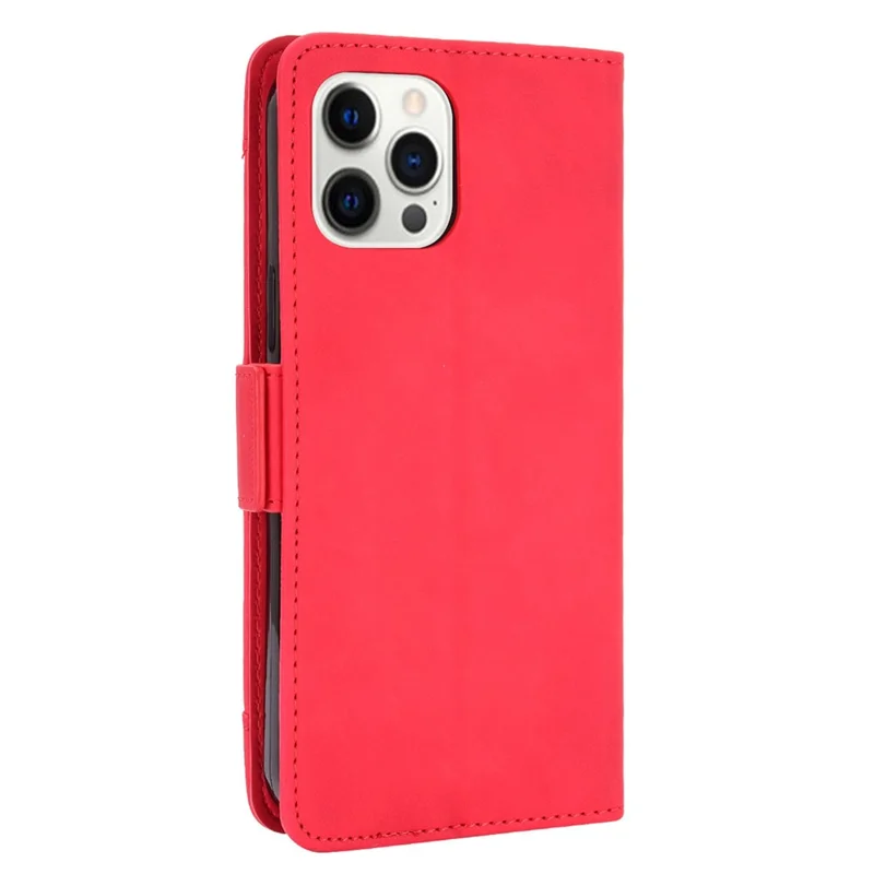 Magnetic Clasp Multiple Card Slot Leather Phone Cover with Stand for iPhone 13 Pro 6.1 inch - Red