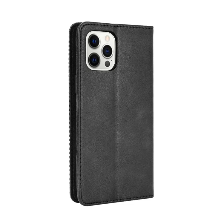 Portafoglio in Stile Retrò Auto-assorbito Design Per Telefono in Pelle PU Con Supporto Per Iphone 13 Pro Max 6,7 Pollici - Nero