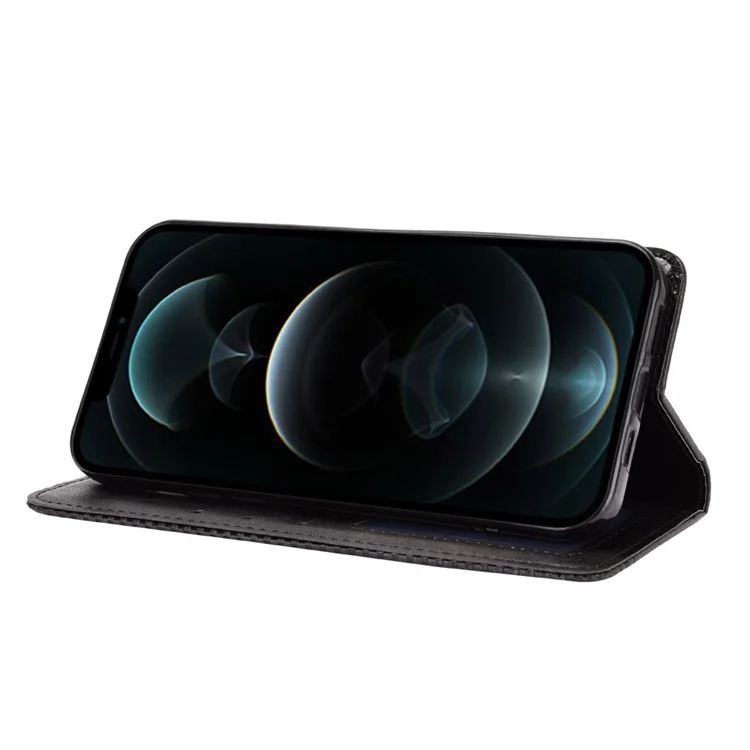 Portafoglio in Stile Retrò Auto-assorbito Design Per Telefono in Pelle PU Con Supporto Per Iphone 13 Pro Max 6,7 Pollici - Nero