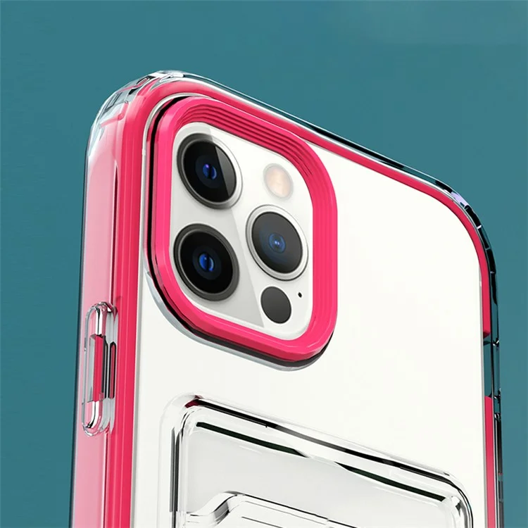 Anti-Fall TPU + PC Double Layers Shockproof Clear Phone Case with Card Holder for iPhone 13 6.1 inch - Mint Green