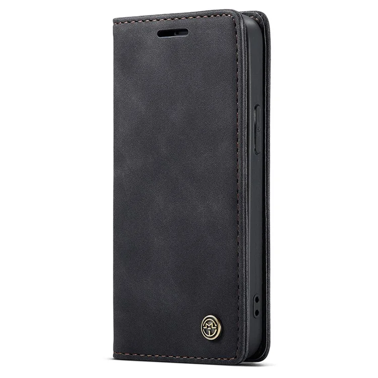 CASEME 013 Serie Magnetische Selbstabsorbierende Brieftasche Ständer Lederhülle für iPhone 13 mini - Schwarz