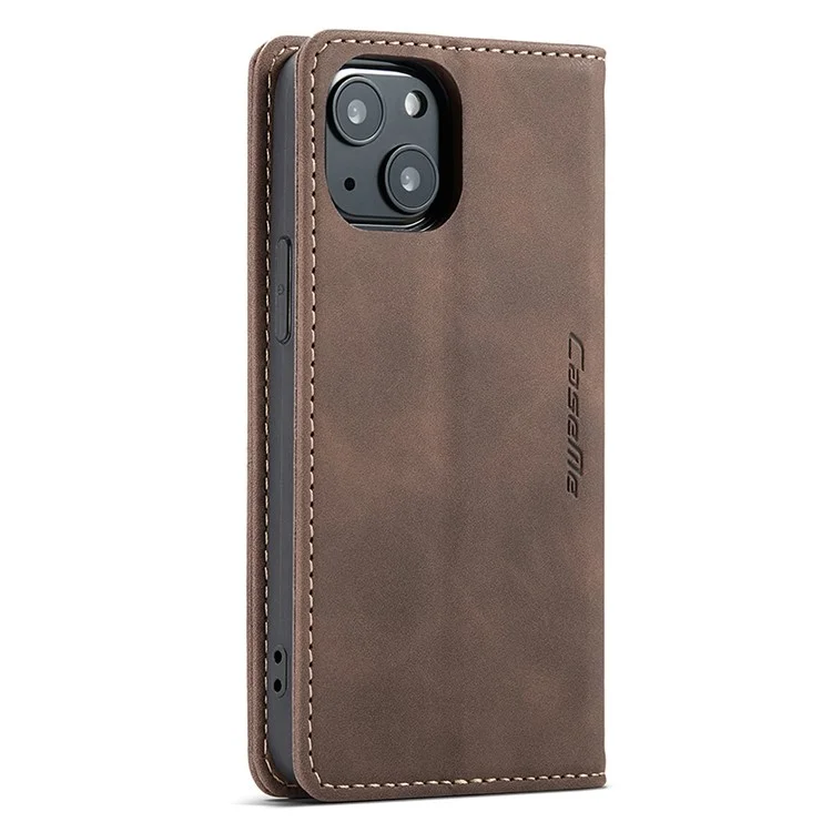 CASEME 013 Series Auto-absorbed Wallet Stand Leather Case for iPhone 13 mini 5.4 inch - Coffee