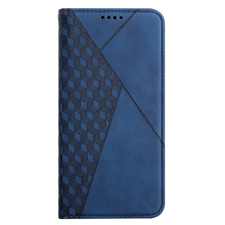 Rhombus de Rombus Absorvido Automaticamente, Capa de Celular da Carteira de Couro Para Iphone SE (2022)/SE (2020)/8/7/6 - Azul