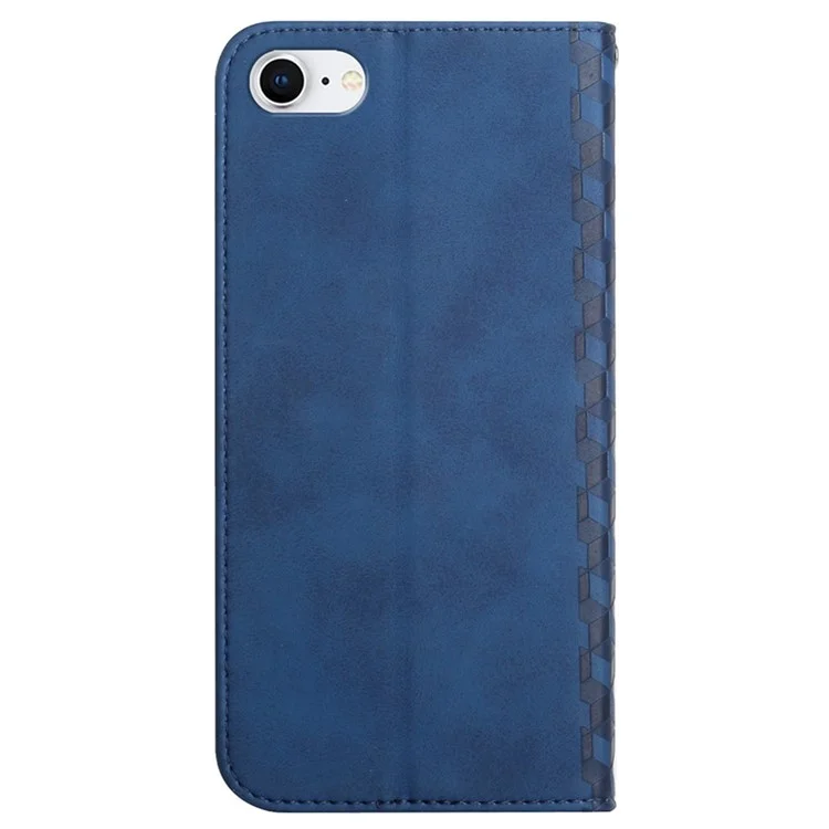 Rhombus de Rombus Absorvido Automaticamente, Capa de Celular da Carteira de Couro Para Iphone SE (2022)/SE (2020)/8/7/6 - Azul