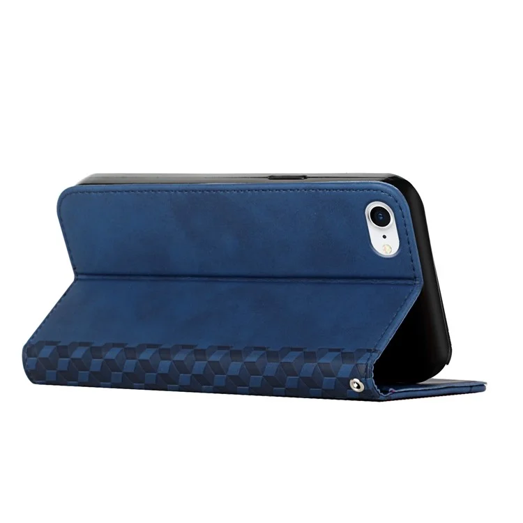 Rhombus de Rombus Absorvido Automaticamente, Capa de Celular da Carteira de Couro Para Iphone SE (2022)/SE (2020)/8/7/6 - Azul