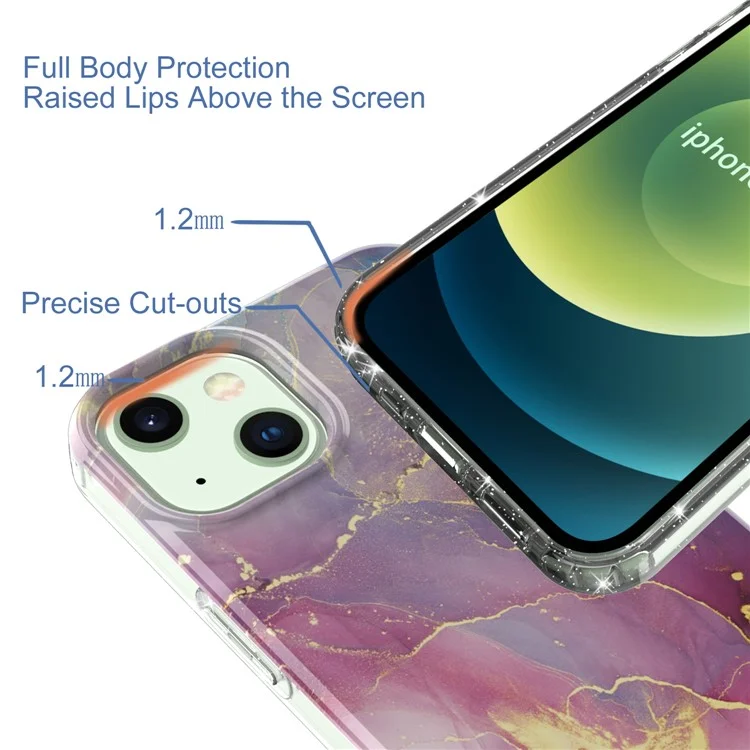 Gw18 Imd Scintillante Arredamento Alimentatore Imd Mobile Marmo Cella Soft Tpu Thone Custodia Per Iphone 13 6,1 Pollici - Stile a.