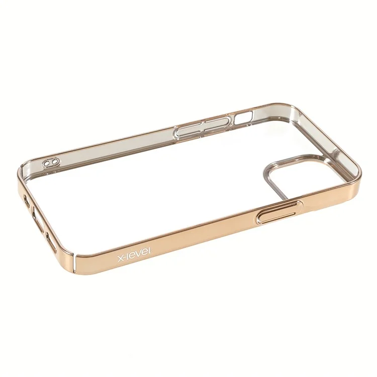 X-LEVEL Light Stylish Electroplating PC Shockproof Slim Phone Cover Case for iPhone 13 mini 5.4 inch - Gold