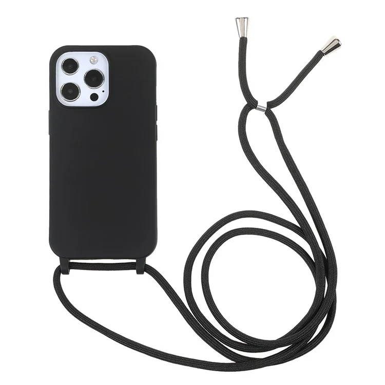 Funda protectora de TPU suave para teléfono móvil con cordón para iPhone 13 Pro de 6,1 pulgadas - Negro