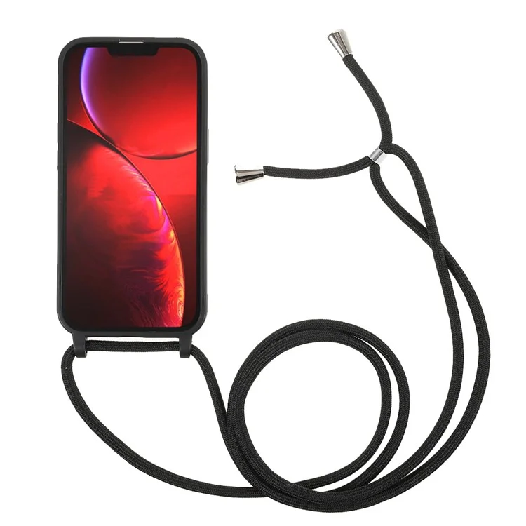 Funda protectora de TPU suave para teléfono móvil con cordón para iPhone 13 Pro de 6,1 pulgadas - Negro