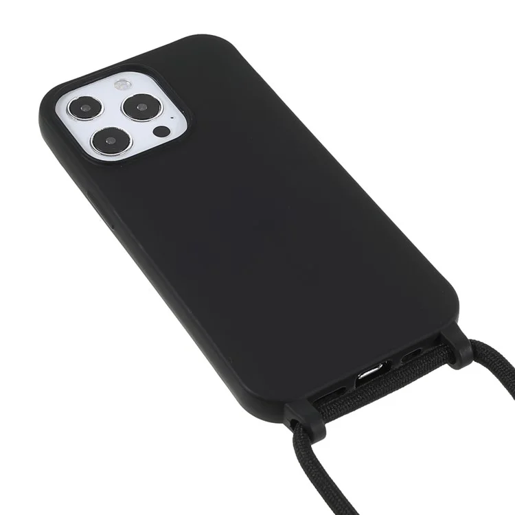 Funda protectora de TPU suave para teléfono móvil con cordón para iPhone 13 Pro de 6,1 pulgadas - Negro