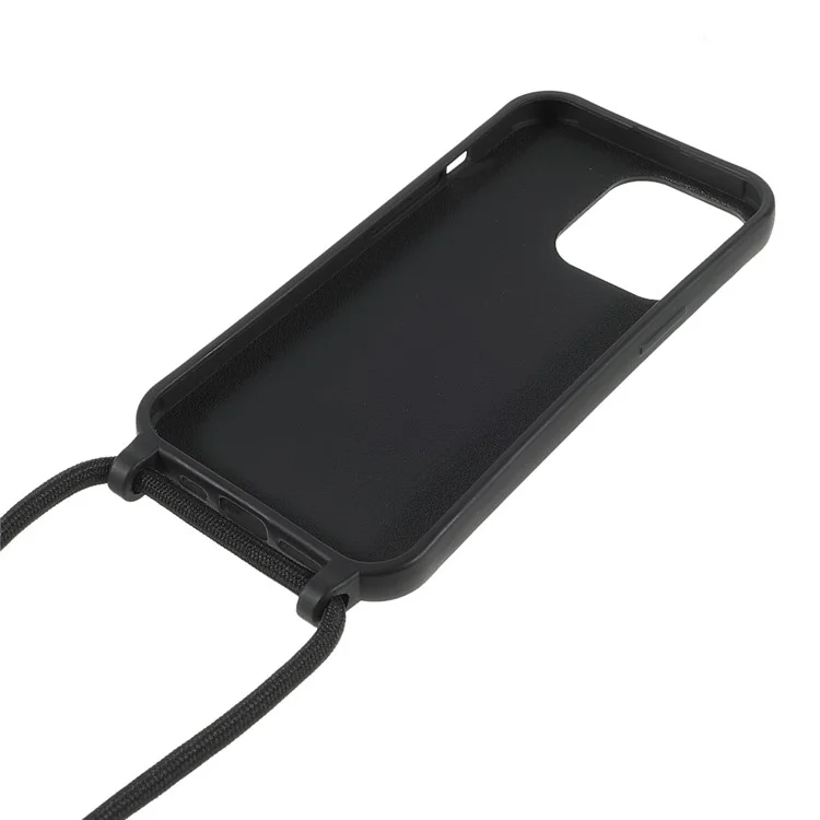 Funda protectora de TPU suave para teléfono móvil con cordón para iPhone 13 Pro de 6,1 pulgadas - Negro