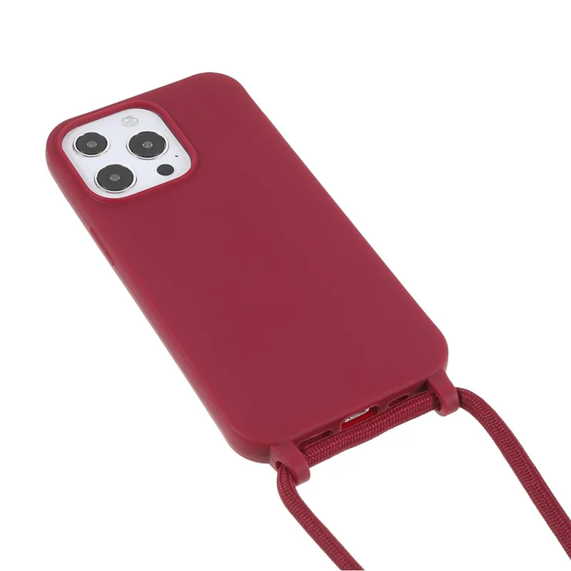Soft TPU Cell Phone Cover Protective Shell with Lanyard for iPhone 13 Pro 6.1 inch - Red