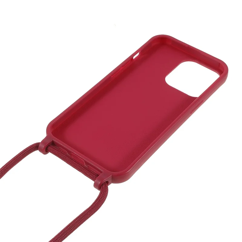 Soft TPU Cell Phone Cover Protective Shell with Lanyard for iPhone 13 Pro 6.1 inch - Red