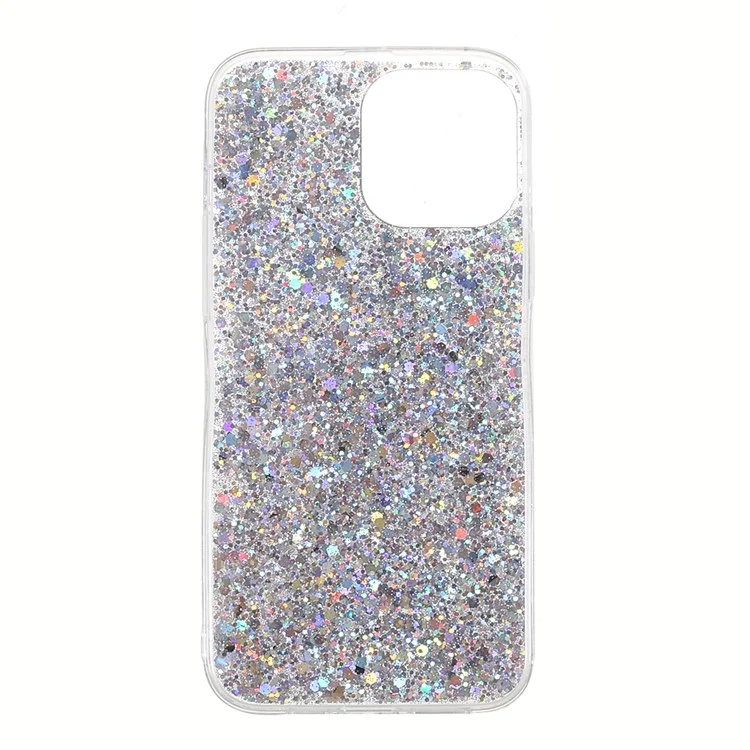 Flash Powder Sequins Stylish Acrylic+TPU Phone Case for iPhone 13 mini 5.4 inch - Silver