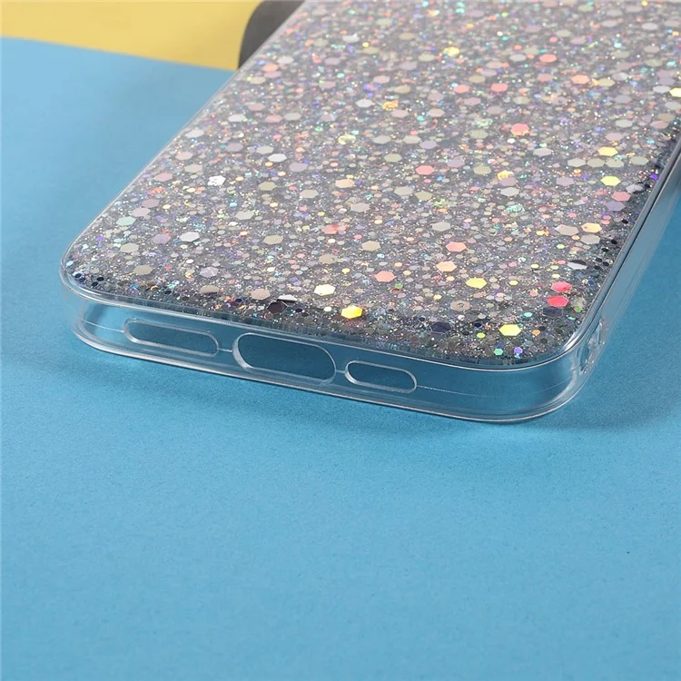 Flash Powder Sequins Stylish Acrylic+TPU Phone Case for iPhone 13 mini 5.4 inch - Silver