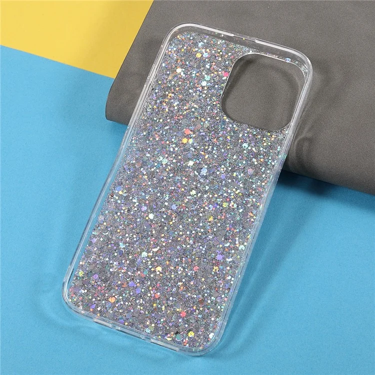 Flash Powder Sequins Stylish Acrylic+TPU Phone Case for iPhone 13 mini 5.4 inch - Silver