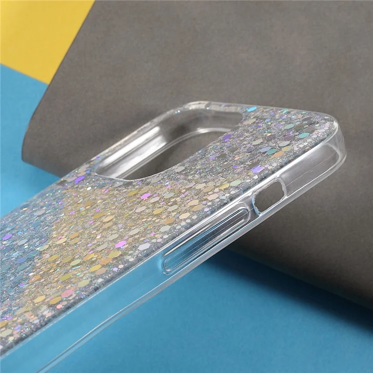 Flash Powder Sequins Stylish Acrylic+TPU Phone Case for iPhone 13 mini 5.4 inch - Silver