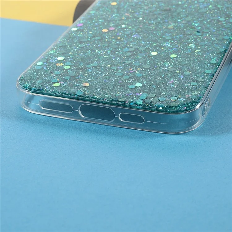 Flash Powder Sequins Thin Light Durable Acrylic+TPU Phone Case for iPhone 13 Pro 6.1 inch - Baby Blue