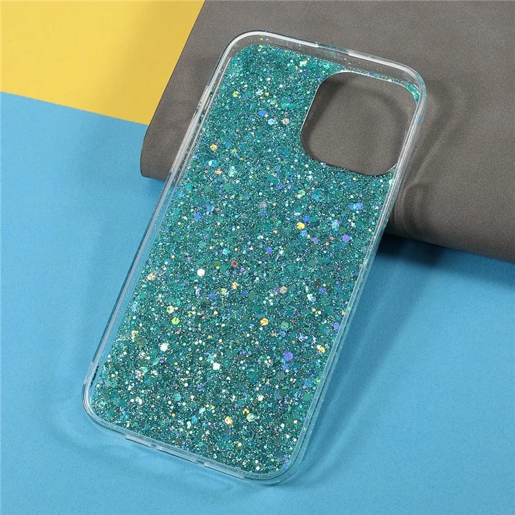 Flash Powder Sequins Thin Light Durable Acrylic+TPU Phone Case for iPhone 13 Pro 6.1 inch - Baby Blue
