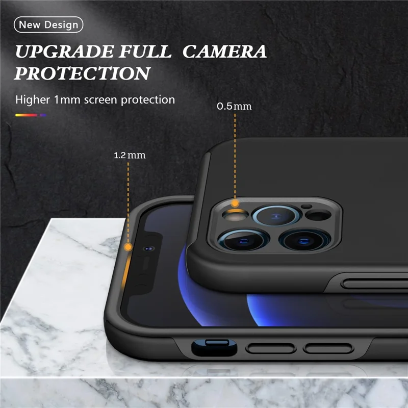 Soft Flexible TPU + Hard PC Back Shell Shockproof Cover with Ring Car Mount Kickstand for iPhone 13 6.1 inch - Black