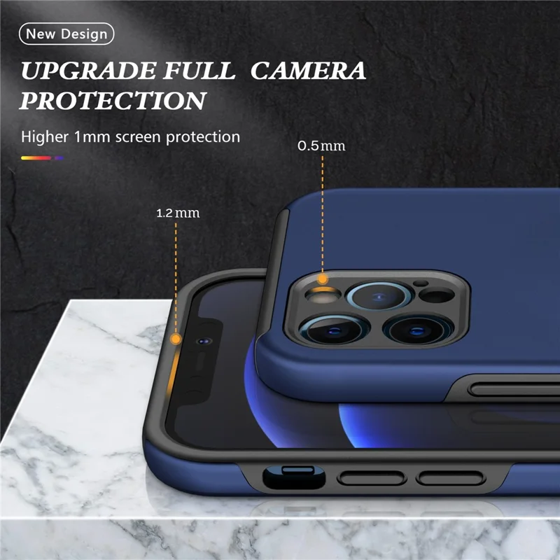 Soft Flexible TPU + Hard PC Back Shell Shockproof Cover with Ring Car Mount Kickstand for iPhone 13 6.1 inch - Blue