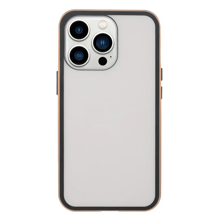 Metallrahmen + beidseitig gehärtetes Glas Vollflächenschutz Magnetische Absorptionsgehäuse für iPhone 13 Pro Max 6,7 Zoll - Gold