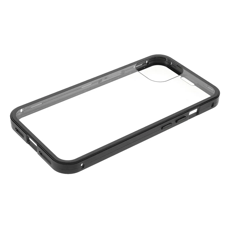 For iPhone 13 Full Body Case Magnetic Tempered Glass Double-Sided Phone Case - Black