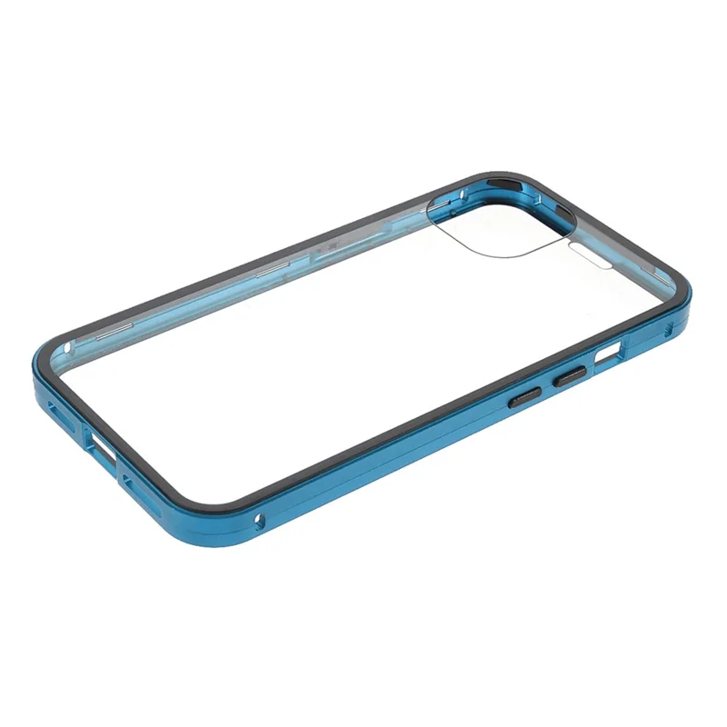For iPhone 13 Full Body Case Magnetic Tempered Glass Double-Sided Phone Case - Blue