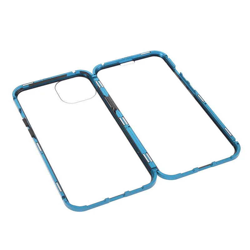 For iPhone 13 Full Body Case Magnetic Tempered Glass Double-Sided Phone Case - Blue