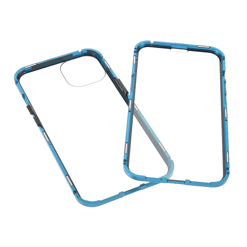 For iPhone 13 Full Body Case Magnetic Tempered Glass Double-Sided Phone Case - Blue