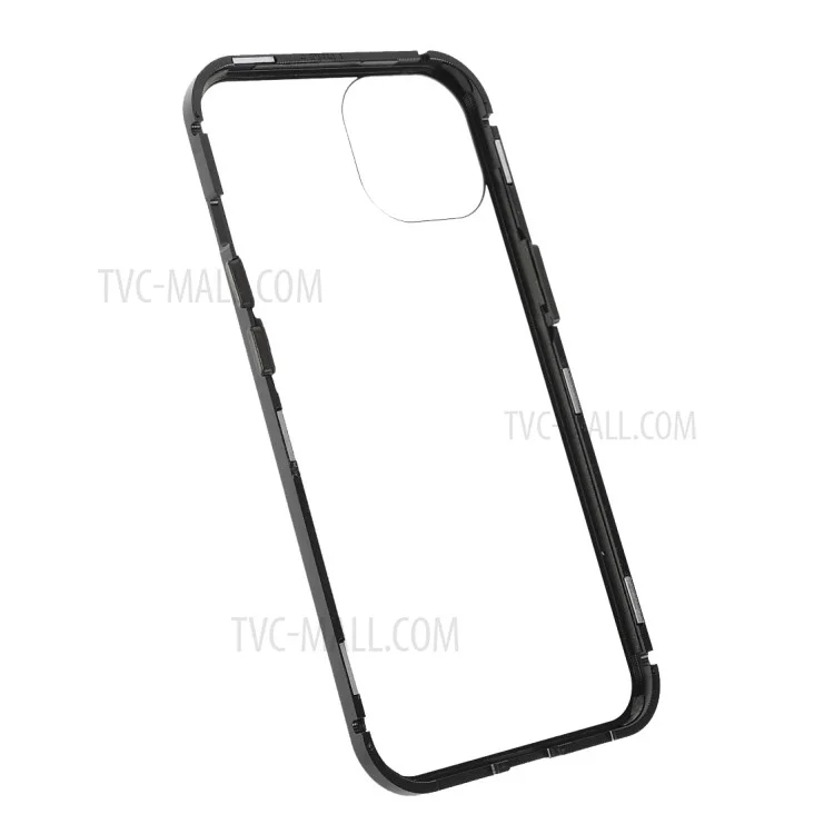 For iPhone 13 mini Full Body Case Magnetic Tempered Glass Double-Sided Phone Case - Black