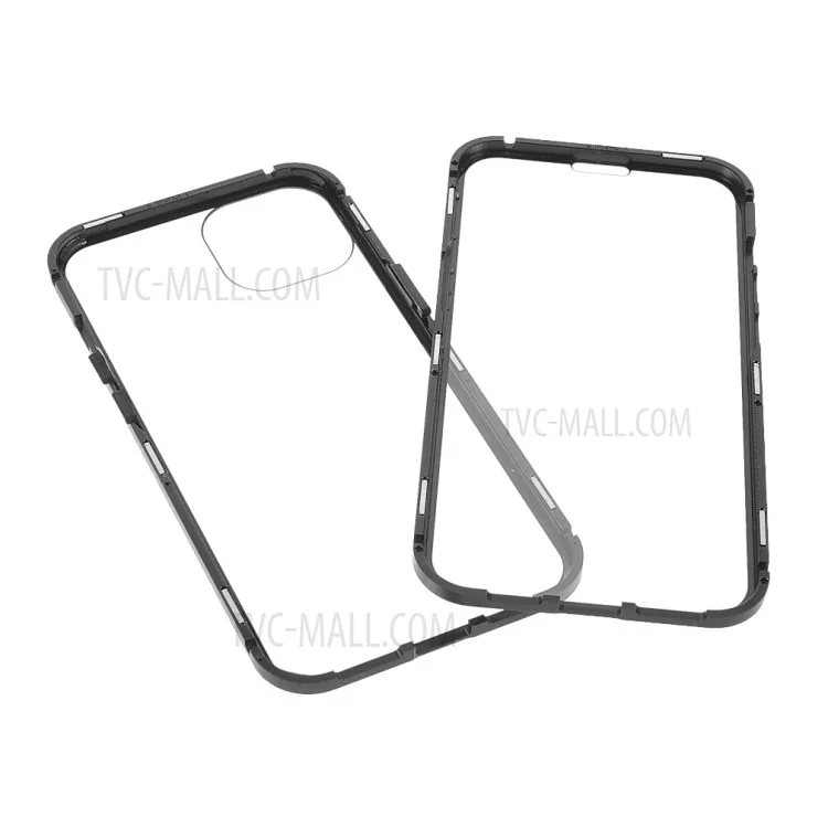 For iPhone 13 mini Full Body Case Magnetic Tempered Glass Double-Sided Phone Case - Black