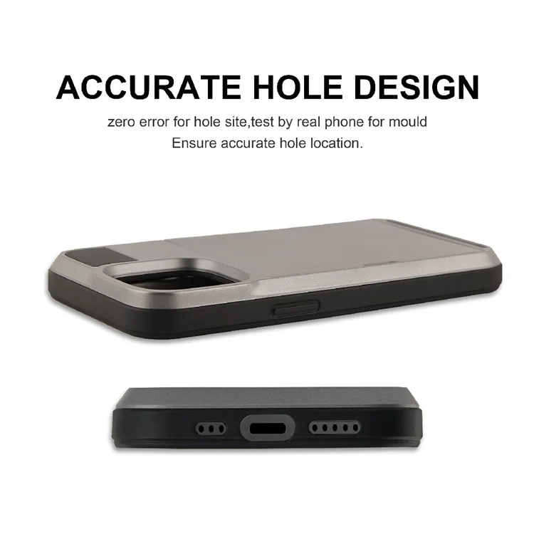 Дизайн Slide Card Holder Гибридный чехол из TPU + PC для iPhone 13 mini 5.4 дюйма - Зеленый