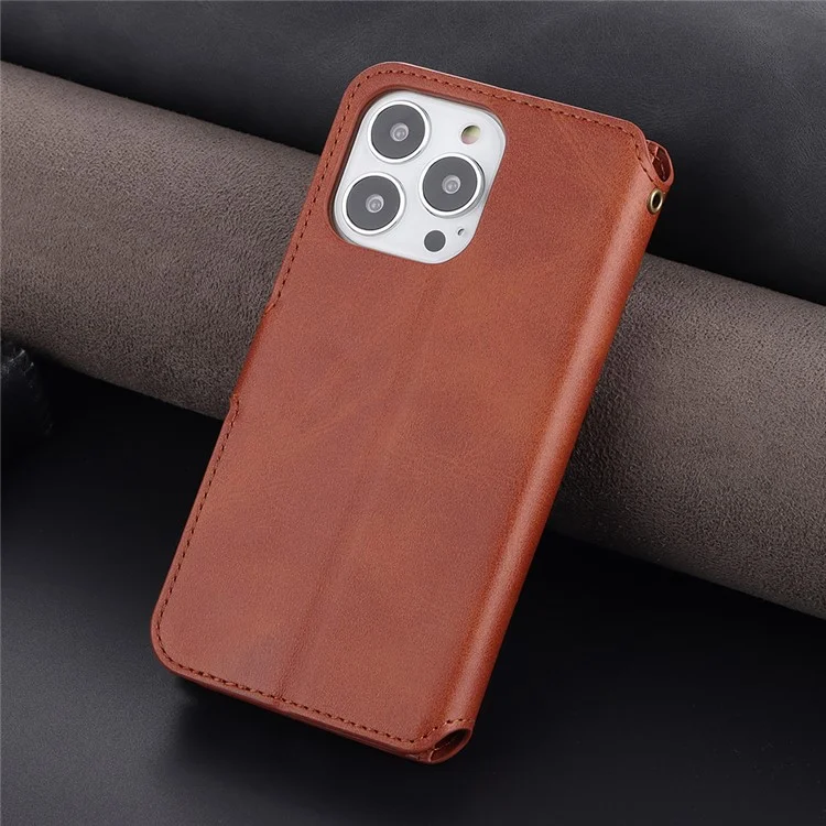 Azns Design Design Magnetic Crowur Anti-Fall Shockpereper The Chether Cover Case Для Iphone 13 Pro 6,1 Дюйма - Коричневый