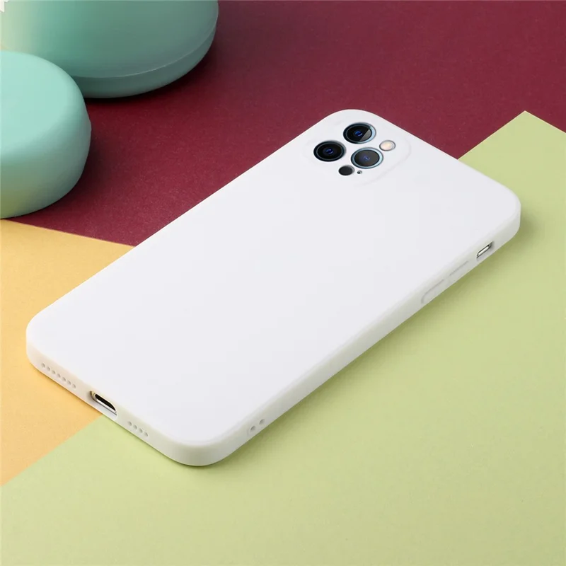 Coque de protection flexible en TPU avec absorption des chocs et bord droit pour iPhone 13 Pro 6,1 pouces - Blanc