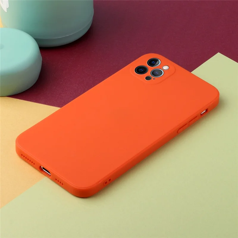 Shock-Absorption Flexible TPU Straight Edge Protective Case for iPhone 13 Pro 6.1 inch - Orange