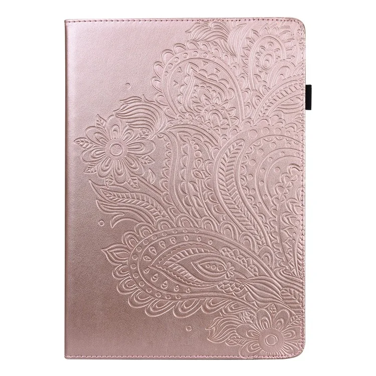 Fleur Imprimé Élégant Pleine Protection Auto Wake Et Sleep Sleep Stand Coat Tablet Cover Cover Coffret Avec Machines À Sous Pour Apple IPad Mini 6 (2021) - Or Rose