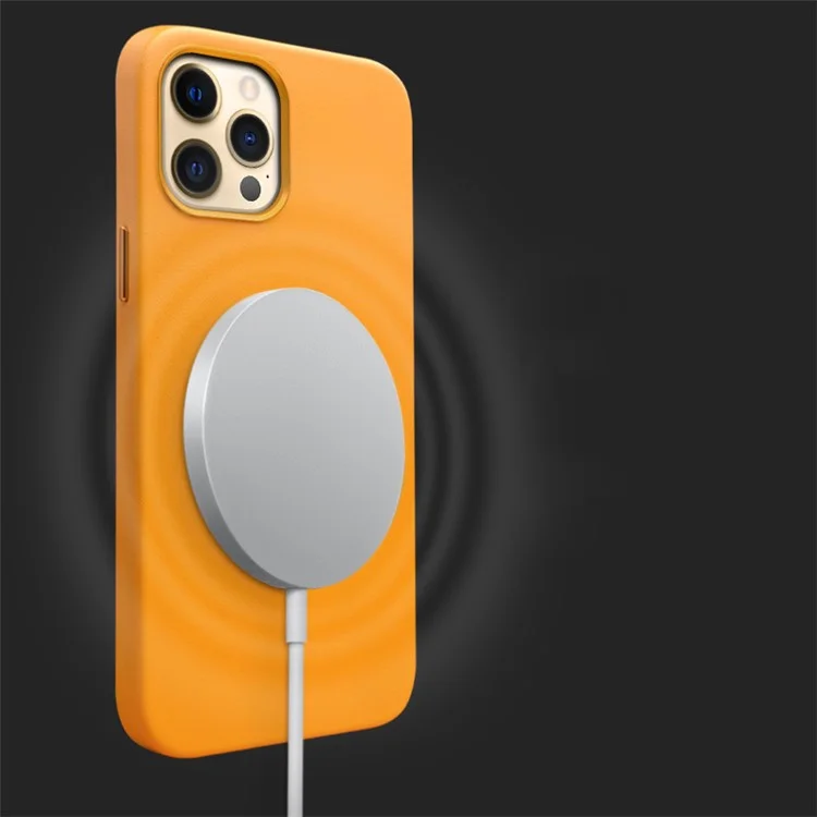 Qialino Pour Iphone 13 Pro 6.1 Pouces Coue de Vache en Cuir en Cuir Couverture de Téléphone Magnétique Pour Chargement Magsafe - Bleu