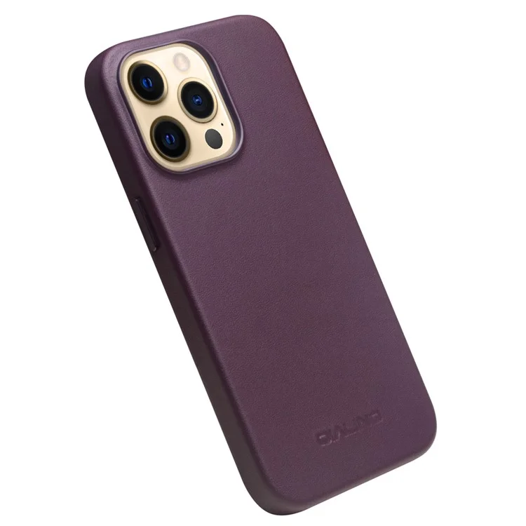Qialino Pour Iphone 13 Pro 6.1 Pouces Coue de Vache en Cuir en Cuir Couverture de Téléphone Magnétique Pour Chargement Magsafe - Violet