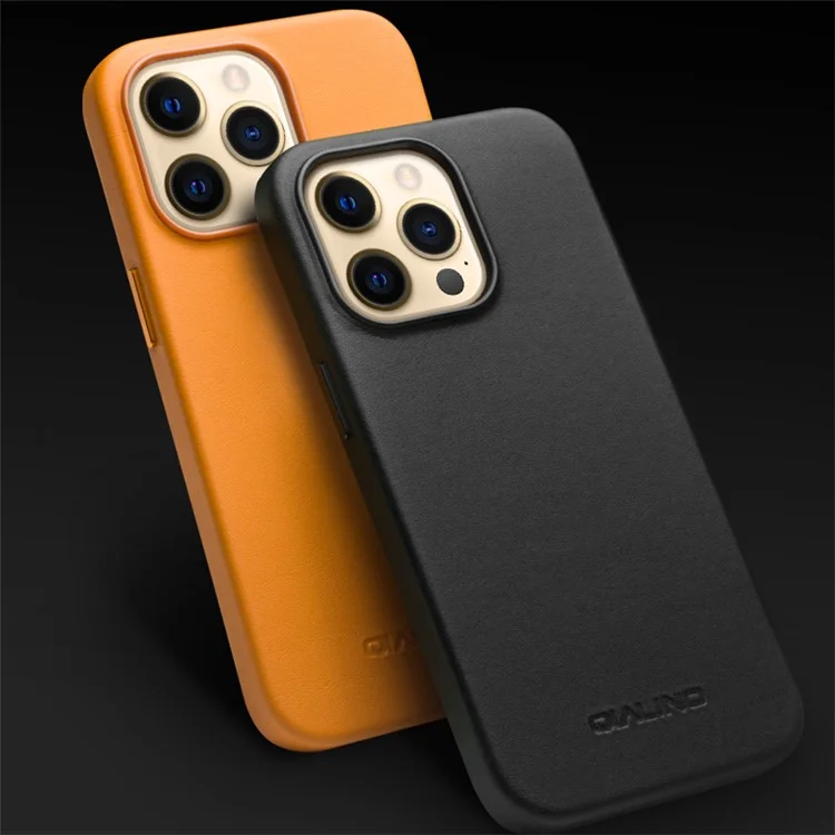 Qialino Pour Iphone 13 Pro 6.1 Pouces Coue de Vache en Cuir en Cuir Couverture de Téléphone Magnétique Pour Chargement Magsafe - Violet