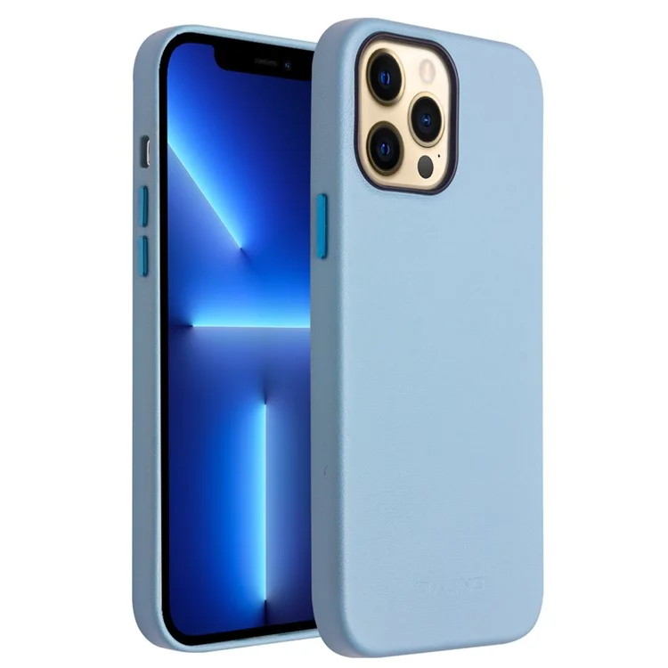 Qialino Pour Iphone 13 Pro 6.1 Pouces Coue de Vache en Cuir en Cuir Couverture de Téléphone Magnétique Pour Chargement Magsafe - Bébé Bleu