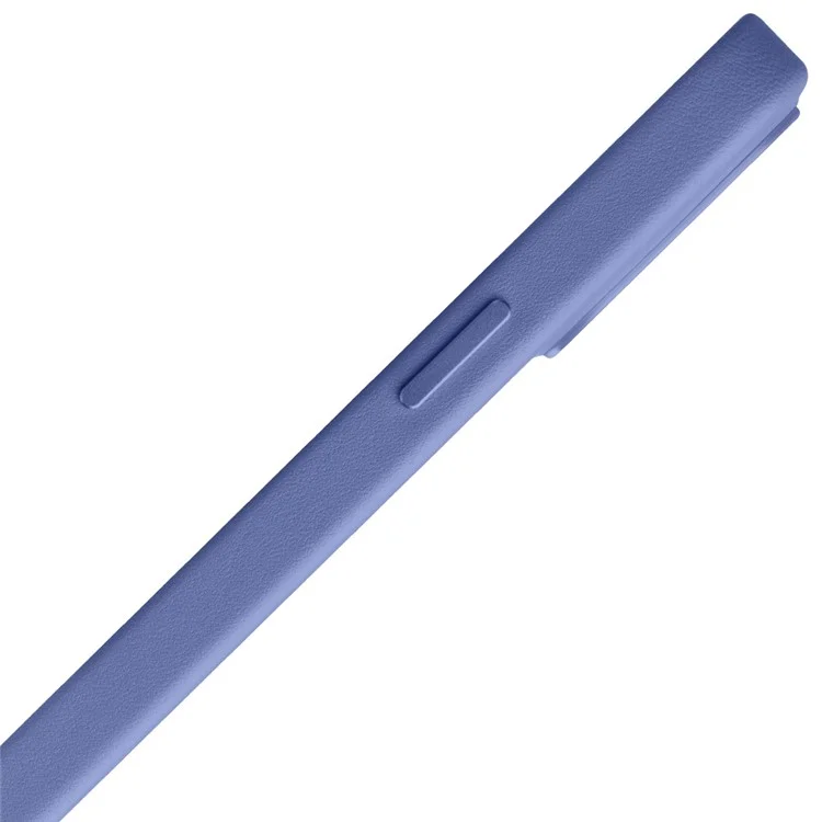 Étui de protection en cuir de vache avec revêtement en PC et charge magnétique pour iPhone 13 6.1 pouces - Bleu