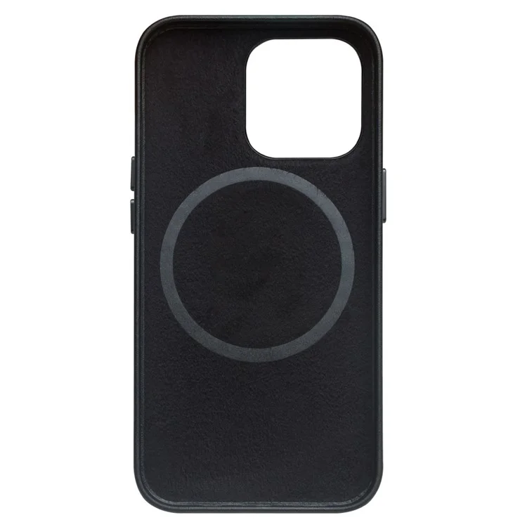 QIALINO Capa Protetora de Couro de Vaca Revestida Compatível com Carregamento MagSafe para iPhone 13 Pro Max 6.7 polegadas - Preto 